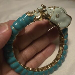 Elegant Gold and Turquoise Elephant Bracelet